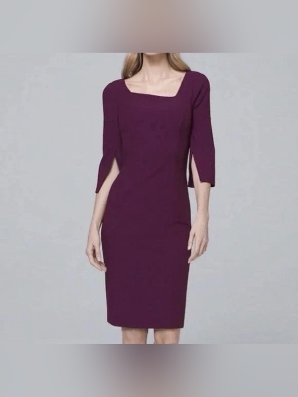 White House Black Market Plum Square-Neck Sheath Dress